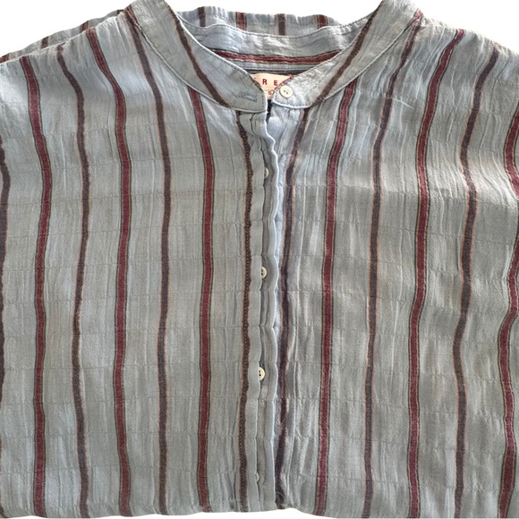 Xirena Striped Cotton Button Front Tunic Shirt Blue Oversized Short Sleeve Small - Picture 6 of 12